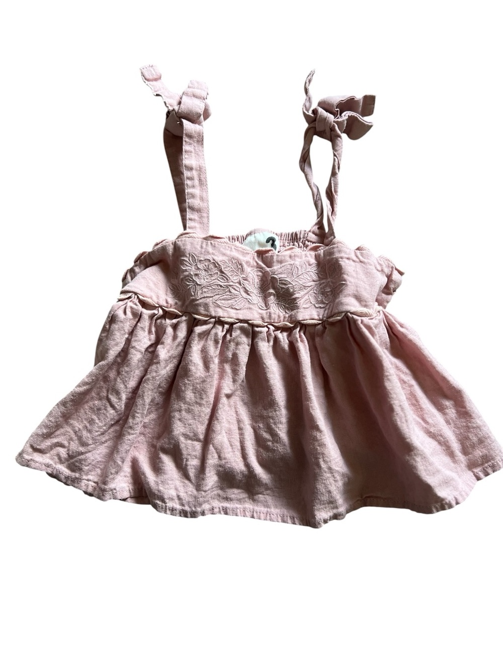 Cotton On Kids Pink Embroidered Peplum Tank | Size 3